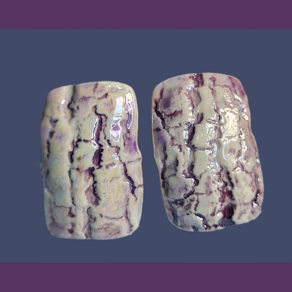 Vintage Ceramic/Porcelain Textured Glazed Stud Earrings - Picture 5 of 9